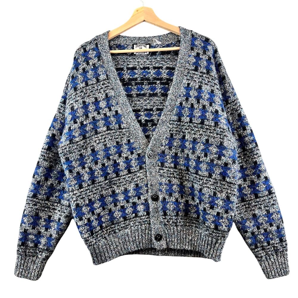 Vintage Sostanza Fashion Police Mens Size XL Knit Cardigan Sweater V Neck‎